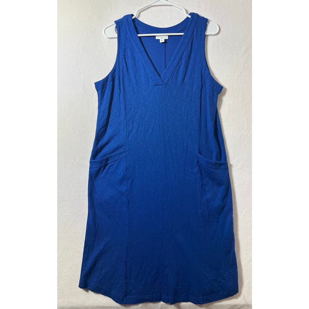 J. Jill Blue Sheath Midi Dress V-Neck Sleeveless